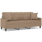 Trivietė sofa，Poilsio sofa su pagalvėlėmis, kapučino, 180cm, dirbtinė oda CFE48754