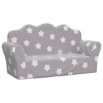 Vaiki&scaron;ka dvivietė sofa, pilka, mink&scaron;tas pliu&scaron;as, su žvaigždėmis CFE40579