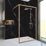 REGN Nature Walk-In Shower Wall 100x200 &ndash; medžio imitacijos saugaus stiklo