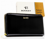 Natūralios odos piniginė moterims Rovicky, juoda