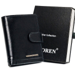 Natūralios odos kortelių dėklas Loren, juodas
