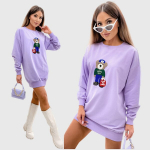 Medvilninė džemperio tipo suknelė moterims Teddy, violetinė