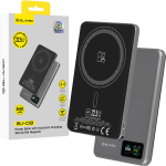 Atsarginis maitinimo &scaron;altinis ("Power Bank") Blavec Power Bank 5000mAh BJ-03 Ultra Slim 7,8 mm &ndash; Type-C &ndash; 22,5 W magnetinis MagSafe 3-in-1, pilkas aliuminis