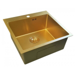 Nerūdijančio plieno plautuvė D5151HG GOLD su sifonu