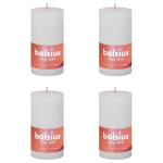 Bolsius Žvakės Shine, 4vnt., debesų baltos, 130x68mm, cilindro formos, Balta