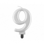 Gimtadienio žvakė numeris 9, metalinis sidabras, 8,0 cm
