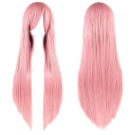 Perukas plaukams 80cm rožinis cosplay