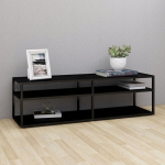 vidaXL Televizoriaus spintelė, juoda, 140x40x40,5cm, grūdintas stiklas, Juoda