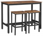 Baro stalas su kėdėmis Songmics, rudas/juodas