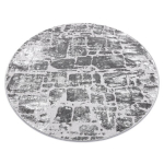 Kilimas MEFE &Scaron;iuolaikinis Ratas 6184 Grindinio akmenys plytos - Struktūrinis, dviejų sluoksnių vilna tamsiai pilka