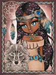 Deimantinė mozaika Indian Girl With Wolf 40x30 cm
