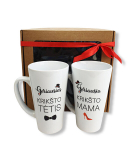 Latte puodeliai &bdquo;Geriausias krik&scaron;to tėtis, geriausia krik&scaron;to mama&ldquo; 450ml