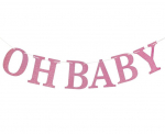Popierinė girlianda "Oh Baby", &scaron;viesiai rožinė, 300 x 16 cm QT-GOBR