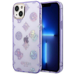 Dėklas telefonui GUESS Peony Glitter - iPhone 14 Plus, violetinė