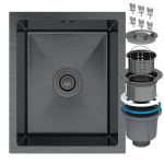 Plieninė kriauklė Granitan Bari 37, Juoda