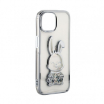 Aizmugurējais vāciņ&scaron; iLike Apple iPhone 15 Silicone Case Print Desire Rabbit Silver 4752192070168 ILIAPP15PDRPS (4752192070168)