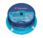 "verbatim" cd-r, 43352, 25 pakuotės, 700 mb, 52x, 80 min., 12 cm, be spausdinimo galimybės, tortinė dėžutė, skirta duomenų archyvavimui