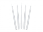 Kūginės žvakės, matinės baltos spalvos, 24 cm, 1 pak/10 vnt