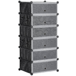 Modulinė lentynų sistema 6 poroms batų, 49 cm x 36,5 cm x 108 cm, juoda