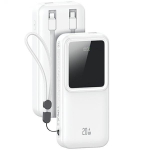 Atsarginis maitinimo &scaron;altinis ("Power Bank") USAMS Powerbank z wbudowanymi kablami USB-C+Lightning 30000 mAh 20W PD+Qc 3.0 Fast Charge X-chel Series biały|white 30KCD21302 (US-CD213)