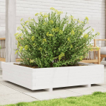 Sodo lovelis, baltas, 100x100x26,5cm, pu&scaron;ies medienos masyvas