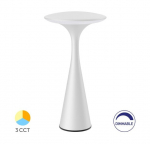 Įkraunamas, stalinis &scaron;viestuvas TOWER, 3W, 300lm, IP44, su įkrovimo stotele, 2600mAh, baltas