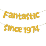 50-ojo gimtadienio reklaminis skydelis &bdquo;fantastic Since 1974&ldquo; gimtadienio dekoracija, auksinė pakabinama girlianda, blizgučiai, 50-ojo gimtadienio vakarėlio reikmenys jubiliejams, vestuvėms, nuotraukų rekvizitai