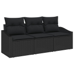 3 dalių sodo sofa komplektas su pagalvėlėmis juodas poli rotangas