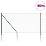 Hexagoninė tvora Žalia 1x100 m Plienas,Tvoros stulpai su smaigaliu 13 vnt &Oslash;32 mm 120 cm Cinkuotas plienas