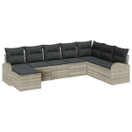 8 dalių sodo sofa rinkinys su pagalvėlėmis &Scaron;viesiai pilka poli ratanas,2-vietė sodo sofa su saugykla ir pagalvėlėmis &Scaron;viesiai pilka poli ratanas