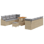 11 dalių sodo sofa rinkinys su pagalvėlėmis smėlio poli ratanas akacija,2 vietų sodo sofa su saugojimu ir pagalvėlėmis smėlio poli ratanas,3 dalių sodo valgomojo rinkinys su pagalvėlėmis smėlio poli ratanas akacija