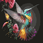 Lcozx Tapyba pagal skaičius suaugusiems: &bdquo;pasidaryk pats&ldquo; akriliniai aliejiniai dažai ant drobės, kolibris, 45 x 45 cm, Nr. 2