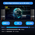 Tcnewcl 8k 60hz Kvm jungiklis 4k 120hz 2 Pc 1 monitoriui, Kvm jungikliai Hdmi Usb 3.0 jungiklis, palaiko Hdr, Dolby Audio, 3d, Hdcp2.3, su 2 Hdmi ir 2 Usb laidais