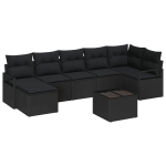 8 dalių sodo sofos rinkinys su pagalvėmis, &scaron;viesiai rudas poli ratanas,2 vietų sodo sofa su saugykla ir pagalvėmis, juoda poli ratanas