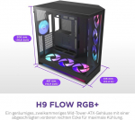 Nzxt h9 flow rgb+ (2025) - didelis dviejų skyrių atx mid-tower airflow pc korpusas - su 7 rgb ventiliatoriais (6 x 140 mm, 1 x 120 mm) ir control stroke - 420 mm radiatoriaus palaikymas - juodas
