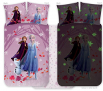 Kūdikių patalynė &scaron;vyti tamsoje 100x135 + 40x60 Frozen Elsa ir Anna