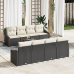 7 dalių sodo sofa su pagalvėlėmis Juoda Poli ratanas Akacija