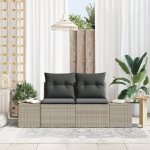 2 vietų sodo sofa su saugojimu ir pagalvėmis, pilka polirataninė