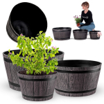 KADAX Madera vazonų komplektas, 30 cm + 40 cm + 50 cm, tamsiai rudas