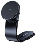 Telefono laikiklis Wozinsky WCZ2Y2S magnetinis automobilinis laikiklis su 15W MagSafe indukciniu įkrovikliu automobilio kokpitui juodas