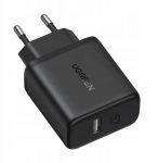 Ugreen X227 20w Gan Įkroviklis 2x Usb-a/usb-c Juodas