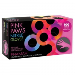 Nitrilinės, rožinės pir&scaron;tinės Framar Pink Paws, S dydis, 100 vnt.