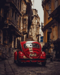 Tapyba pagal skaičius Raudonas automobilis, 40x50 cm