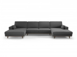 Panoraminė velvet sofa Hebe, 6 sėdimos vietos, tamsiai pilka