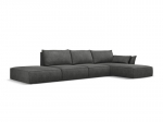 De&scaron;ininė kampinė sofa Vanda, 5 sėdimos vietos, pilka