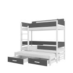 Dviauk&scaron;tė lova ADRK Furniture Queen su čiužiniais, 90x200 cm, balta/pilka