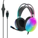 Aula S505 RGB &Scaron;viesos Žaidimų Ausinės 50mm garsiakalbiai 2.1m USB2.0 HD audio/mic kabelis Juodas