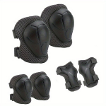 6 dalių vaikų dviračių apsaugos priemonių komplektas,  Juoda apsauginė apranga