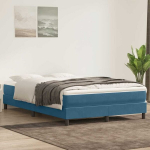 Box spring lova be čiužinio tamsiai mėlyna 140x220 cm aksomas