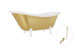 Vonia Besco Otylia Glam 170, Gold+White, su sifonu su persipylimu Klik-klak Gold